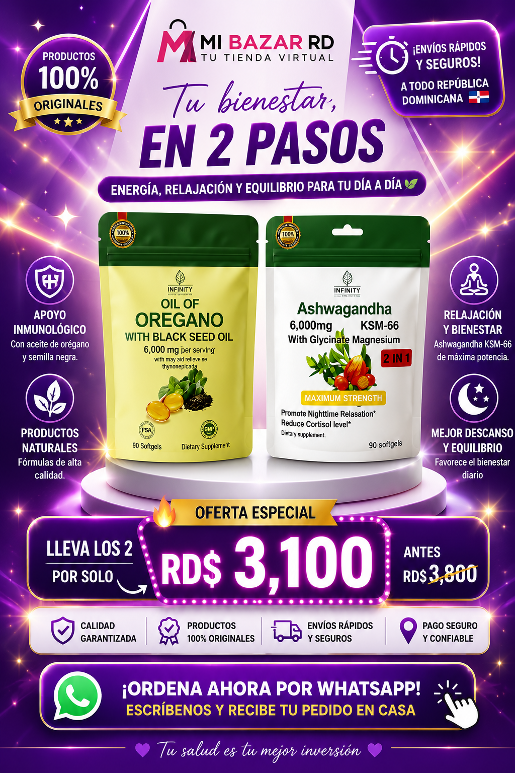 COMBO BIENESTAR INTEGRAL 360° (ORÉGANO+ASHAWAGANDHA)