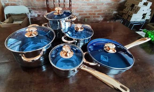 SET DE CALDEROS DE 8 PIEZAS EN ACERO INOXIDABLE MARCA PRINCEWARE
