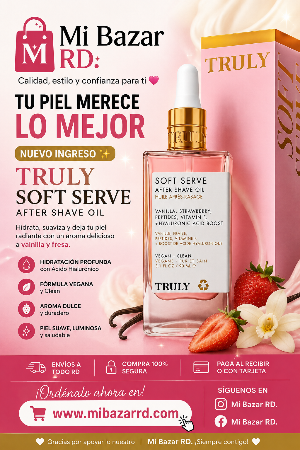 TRULY ROSADO Y CAJA DE PROTECCIÓN ACEITE INTIMO ACLARANTE