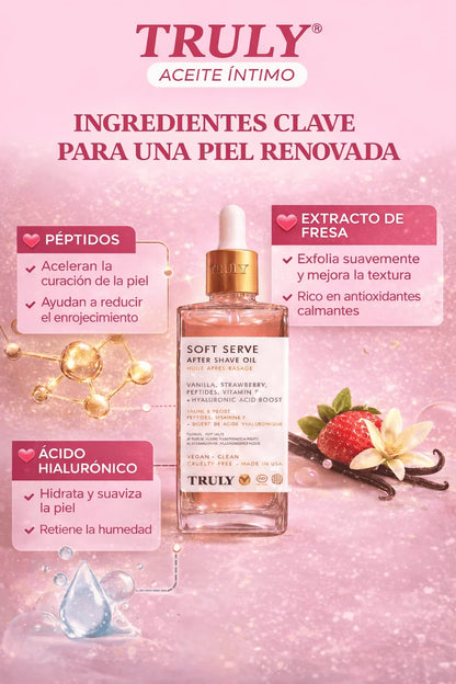 TRULY ROSADO Y CAJA DE PROTECCIÓN ACEITE INTIMO ACLARANTE